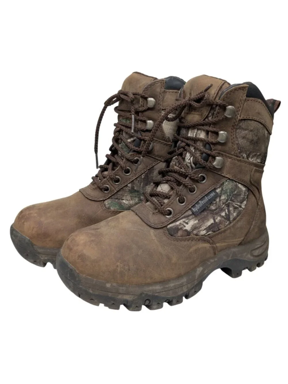 Field & Stream Camo Hunting Boots Boys Leather HydroProof Ultra Thinsulate Sz 3